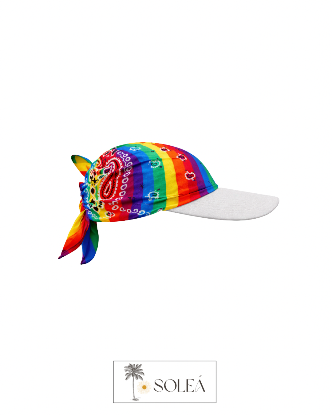 Soleá clásica blanca con pañuelo de arcoíris